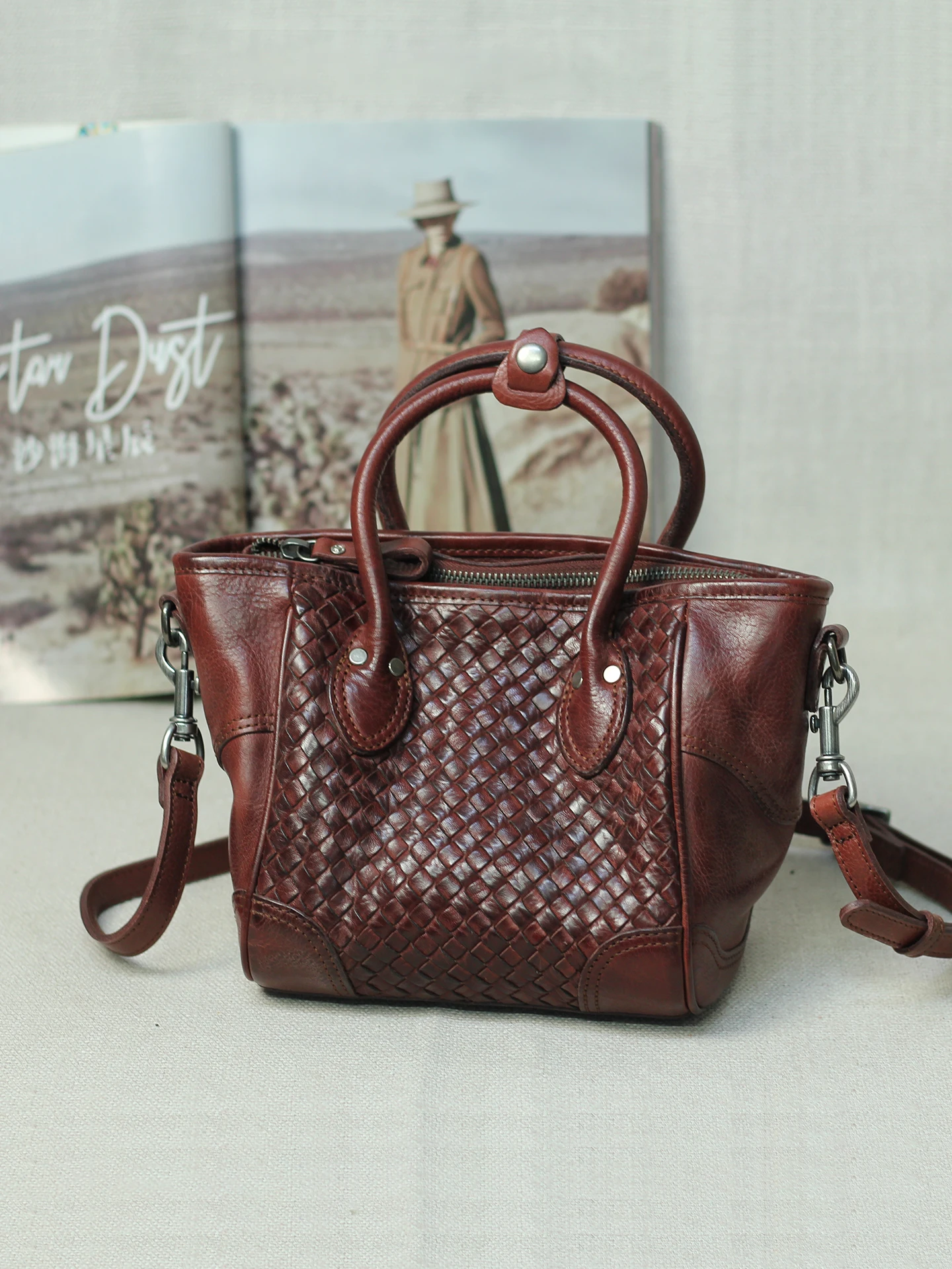 fashion vintage designer handmade genuine leather women's handbag weekend party luxury real cow leather weaving shoulder bag - AliExpress Women's Handbags
