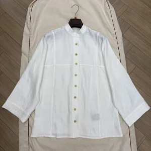 2026 New High-Quality Stylish Women's Linen Top with Embroidery on Collar and Cuffs – White - AliExpress Shirts & Blouses