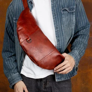 Genuine Leather Chest Bag, Solid Men's Crossbody Bag, Daily Phone Shoulder Bag, Travel Sports Sling Bag, Trend Men Fanny Pack - AliExpress Women's Handbags
