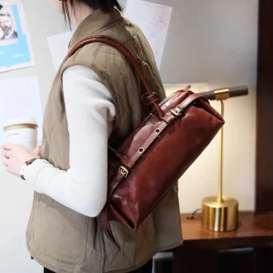 Fashion vintage designer handmade natural first layer cowhide women's shoulder bag luxury genuine leather ladies' underarm bag - AliExpress Women's Handbags