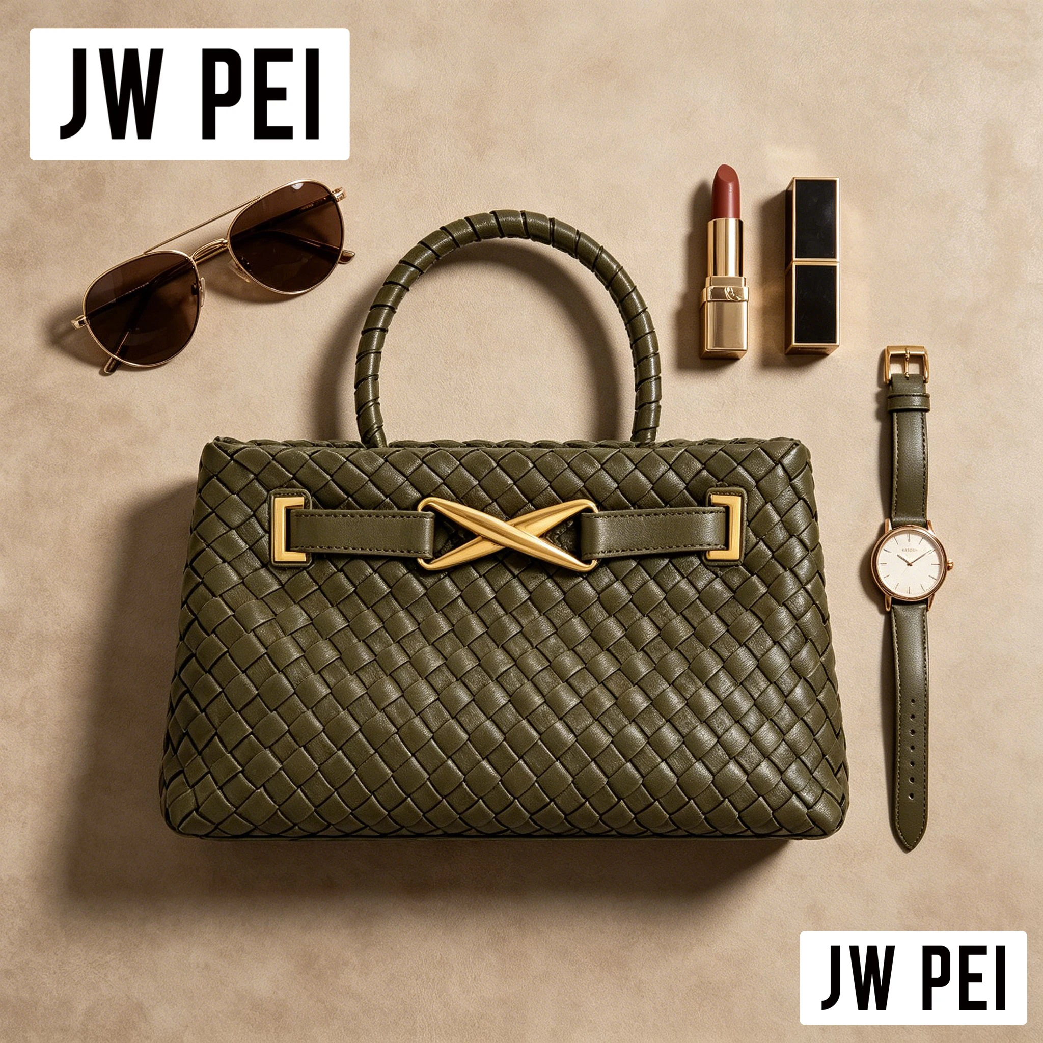 Niche Designer JW PEI Hand Woven Bag Women Rectangular Braided Leather Gold Buckle Fashion Evening Hand Purse - AliExpress Women's Handbags