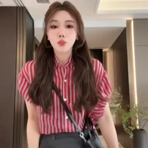 BaiXue Recommended Spring Anti-Uv Slim Fit Luxury Striped irt Jaet Lightweight Straight Tube Long Sve Stand Collar Ope... - AliExpress Shirts & Blouses