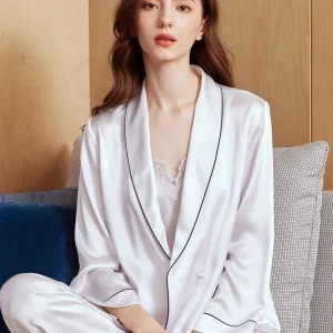 French Lace Trim 3-Piece Silk Set 100% Mulberry Silk Women's Camisole & Long Sleeve Robe & Trousers Pajama Suit Elegant Homewear - AliExpress Women's Sleep & Lounge