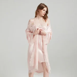 100% Mulberry Silk Women Robe Set Elegant Lace Trim V Neck Slip Nightgown 2Pcs Luxury Soft Loungewear Sleepwear - AliExpress Women's Sleep & Lounge