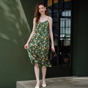 Natural Silk Print Camisole Nightdress Women Summer 100% Mulberry Silk Pajamas Vacation Dress Outerwear Chemise Slip Nightgown - AliExpress Women's Sleep & Lounge