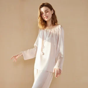 Luxury Silk Pajamas Set Spring Drawstring Loungewear Long Sleeve 2pcs Outfit Casual Pajama Outwear Women's Elegant Sleepwear PJs - AliExpress Women's Sleep & Lounge