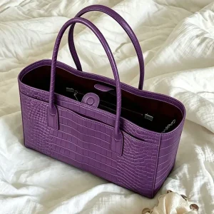 Purple Women's Bag 2026 New Crocodile Pattern High-End Lightweight Luxury Single Shoulder Handbag Tote Commuter Bag Summer - AliExpress Women's Handbags