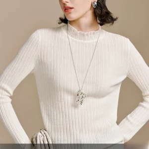 CA White Woolen Lace Knitted Base irt f High Collar Inner Wear Yuzhen Silk Wood  Girls Spring Faion Slim Fit - AliExpress Sweaters&Jumpers