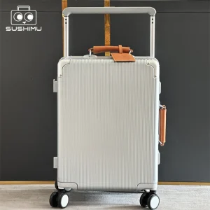sushimu Suitcase Wide Handle Travel Suitcase Men 20 24  Carry-On Luggage Women PC Aluminum Frame Trolley Case - AliExpress Luggage