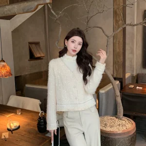 Kun Heavy Industry Sequin Knitted Sweater Jaet Women Winter Ele Slimming Top New Sle Casual Comfortable Polyester - AliExpress Sweaters&Jumpers