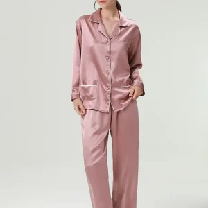 30MM 100% Mulberry Silk Long Sleeve Pajamas Two Pieces Luxury Women Pajama Set Solid Color Home Suits Sleep Lounge Underwear PJS - AliExpress Women's Sleep & Lounge
