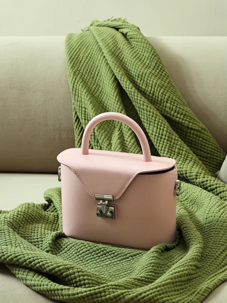 GENGWO Pink Fashion Unique Genuine Leather Women Tote Box BagHandbag Simple Casual Real Leather Lady Shoulder Crossbody Bag - AliExpress Women's Handbags