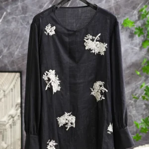 Chic Embroidered Beaded Long Sleeve  Silk Women's Shirt Sun Protection Draping Floral Design Straight Cut Summer Top - AliExpress Shirts & Blouses