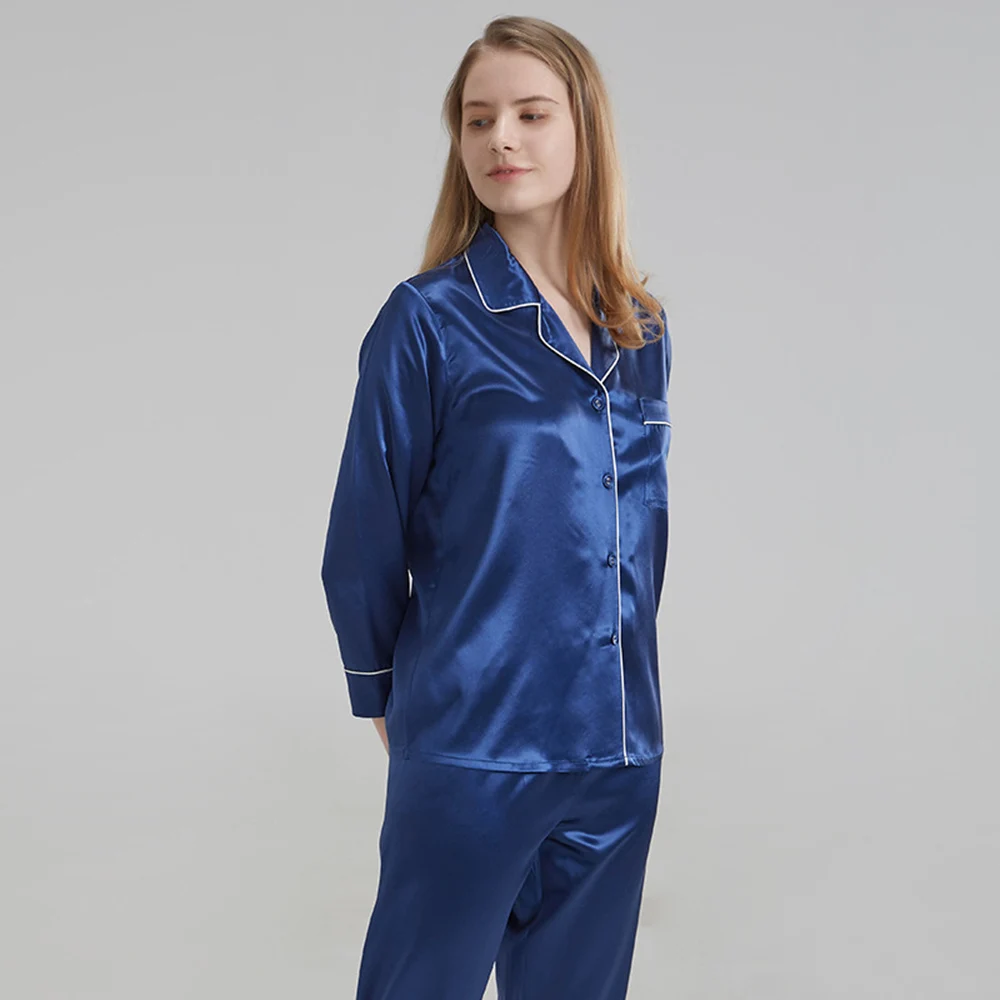 Jaxmonoy Real Silk Pajama Set for Women Luxury 6A Mulberry Silk Shirts and Trousers Two Pieces Sets Spring Summer Fall Sleepwear - AliExpress Women's Sleep & Lounge