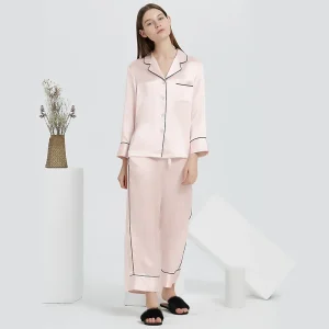 22 Momme Heavyweight Silk Pajamas Set Long Sleeve Pants Sleepwear Mulberry Silk Loungewear Women - AliExpress Women's Sleep & Lounge