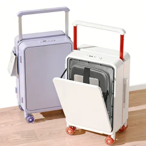 Front Laptop Pocket Suitcase Wide Handle Travel Suitcase Men 20'' Carry-On Luggage Women PC Aluminum Frame Trolley Case 24'' - AliExpress Luggage