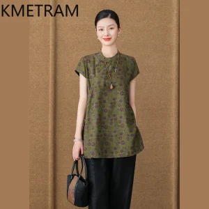 KMETRAM 100% Mulberry Silk Blouses Women 2026 Summer New Chinese-style 35MM Silk Frog Buttons Short-sleeved Shirts Chemise Femme - AliExpress Shirts & Blouses