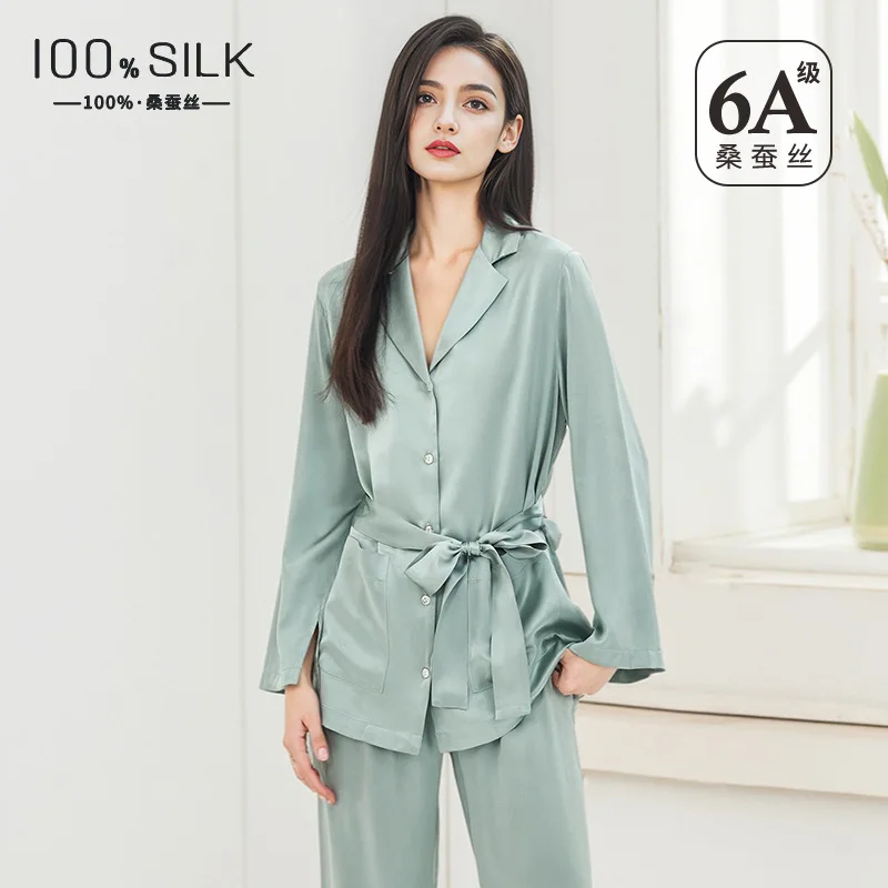 Women 19MM 100% Mulberry Silk Pajamas Set Lapel Long Sleeve Soft Elegant Homewear Casual Loungewear Can Be Worn Outside - AliExpress Women's Sleep & Lounge