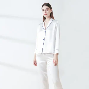 Heavy 100% Mulberry Silk Long Sleeve Cardigan & Trousers Pajama 2pcs Set Shawl Collar Elegant Lounge Wear PJ Button Down Pajamas - AliExpress Women's Sleep & Lounge
