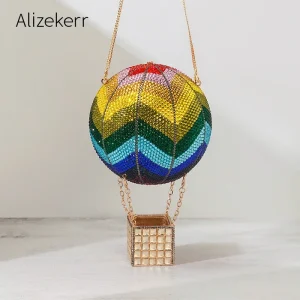 Alizekerr Hot Air Balloon Shaped Diamond Evening Bags 2024 Women Designer Unique Circular Rhinestone Evening Purses And Handbags - AliExpress Women's Handbags