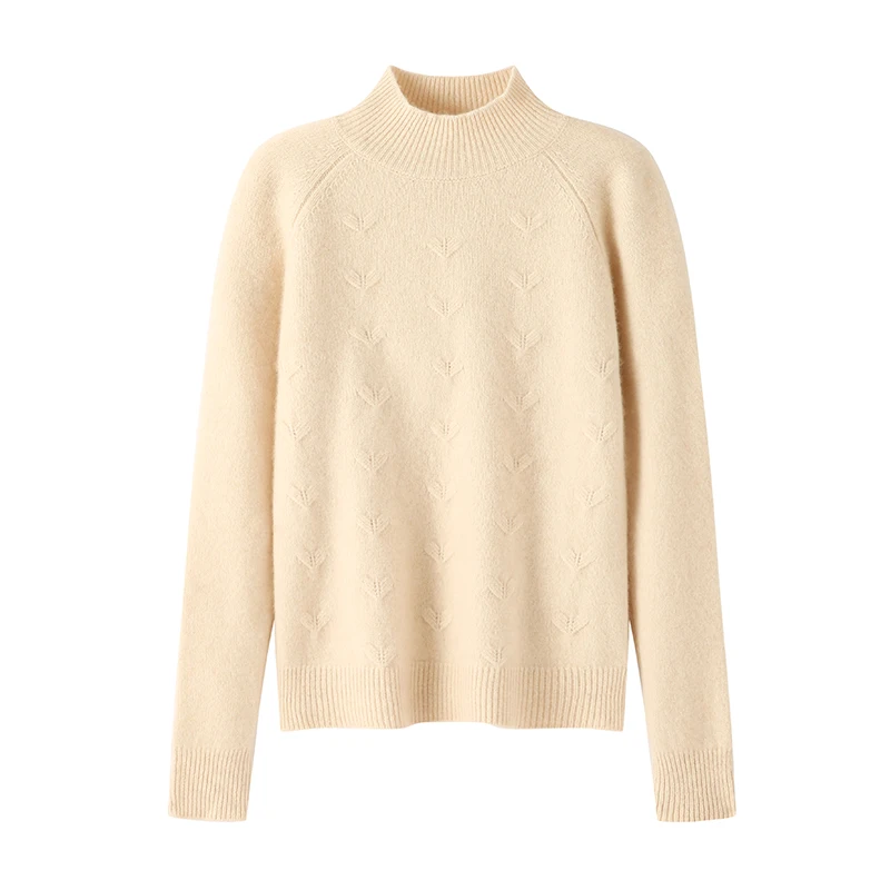 Pure Cashmere Mock Neck Jacquard Sweater Women's Clothes Fall and Winter Fashion New Pullover Love Jacquard Knit Top - AliExpress Sweaters&Jumpers