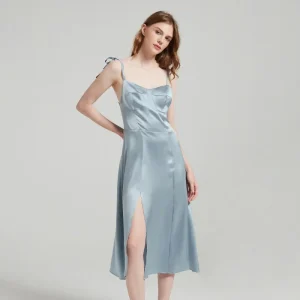 Women's 100% Mulberry Silk Long Slip Dress Vintage Elegant Camisole Nightgown with High Slit Slim Fit Chemise Nightdress Pajama - AliExpress Women's Sleep & Lounge