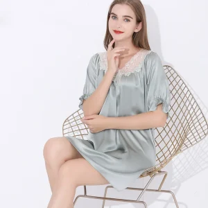 Heavyweight Mulberry Silk Nightgown for Women, Summer Short Sleeve Solid Color Sleepwear, Thin Princess Style Lounge Dress S5685 - AliExpress Women's Sleep & Lounge