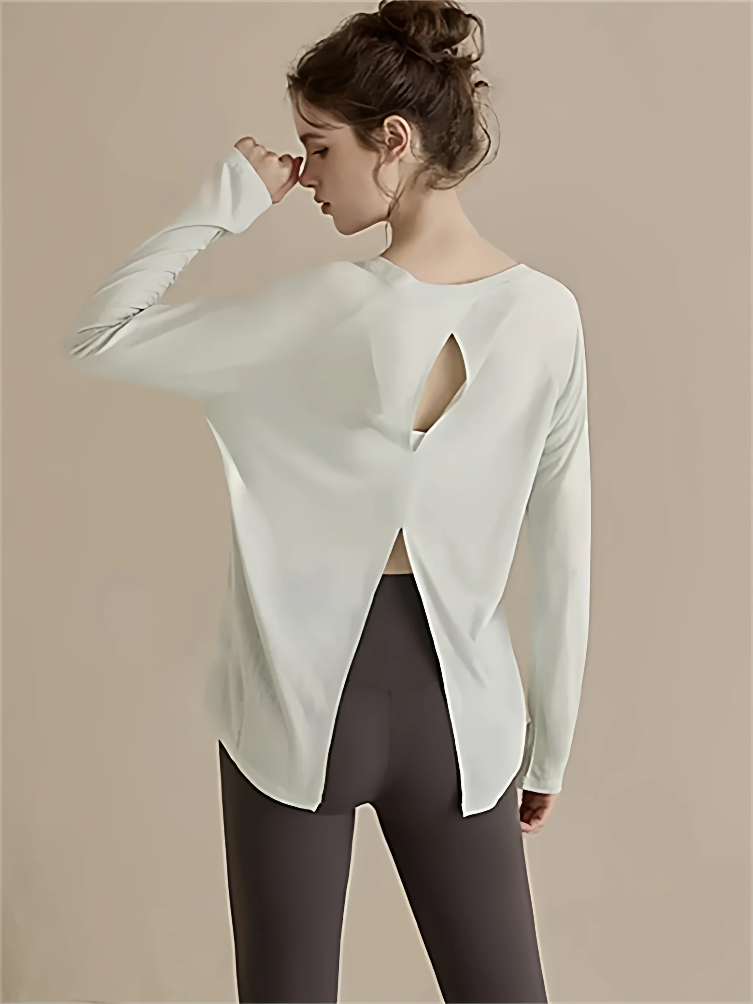 Women's Long Sleeve T-Shirt Yoga Running Loose Fit Beautiful Back Hollow out Casual Comfortable Breathable Sweat Absorbent - AliExpress Shirts & Blouses