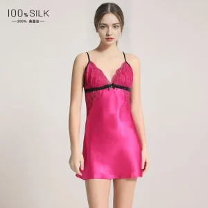 100% Mulberry Silk Sling Nightgown Solid Color V Neck Sleep Dress Sexy Chemise Mini Nightdress Sleevelss Women Underwear Pajama - AliExpress Women's Sleep & Lounge