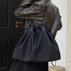 New Office Women Casual Tote Buckle Canvas Single Shoulder Bag Large Capacity Handbag Casual Ladies Underarm Bag Shopping Bags - AliExpress Women's Handbags