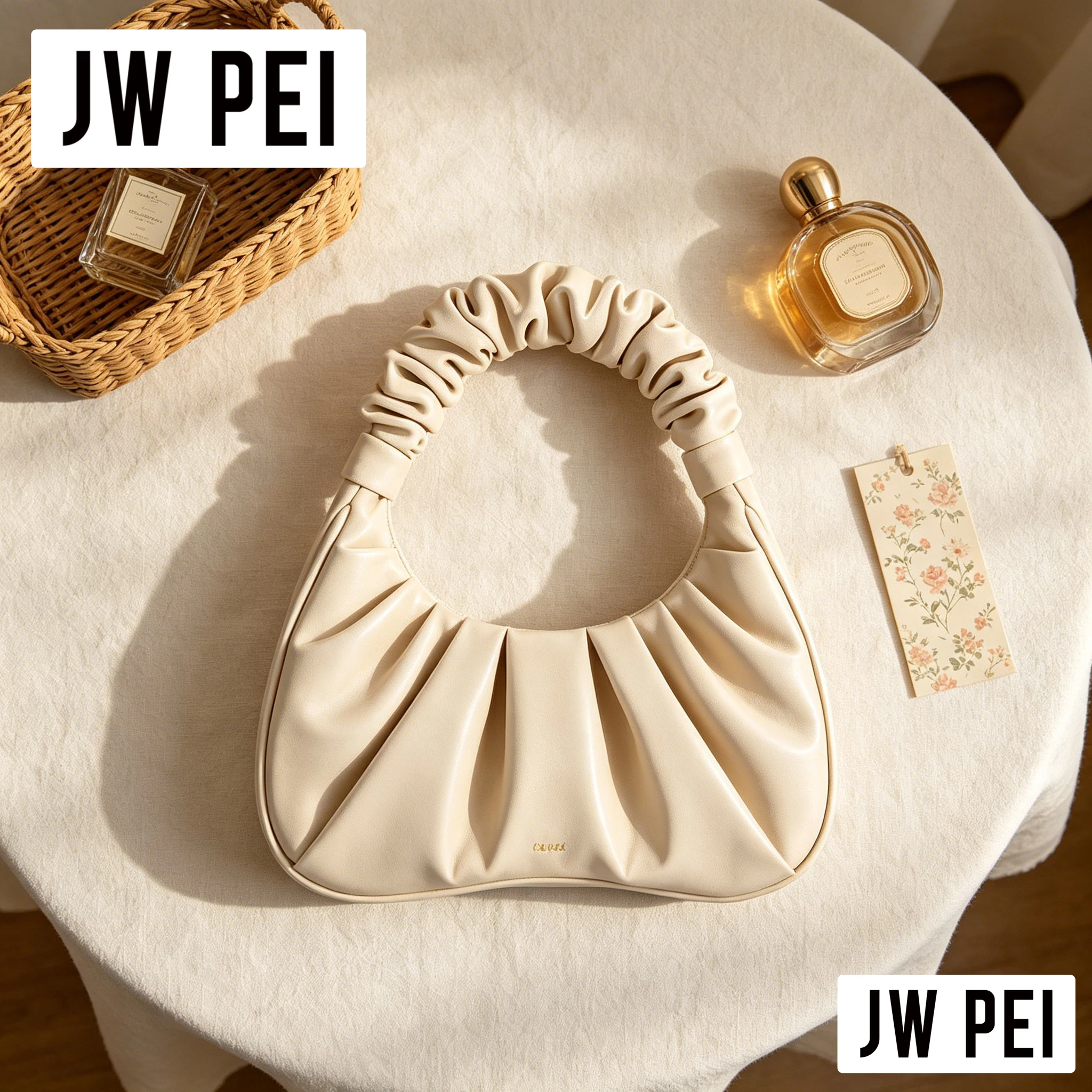 Cream White JW PEI Ruched Cloud Bag Women Pleated Soft Faux Leather Hobo Handbag Minimalist Daily Underarm Shoulder Purse - AliExpress Women's Handbags
