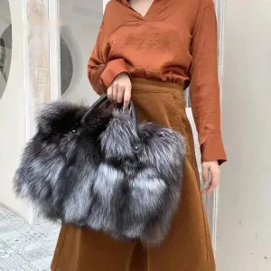 New Female Women Fox Fur Bags Autumn Winter Luxury Brand High-quality Furry Bag Ladies Shoulder Bag Ladies - AliExpress Women's Handbags