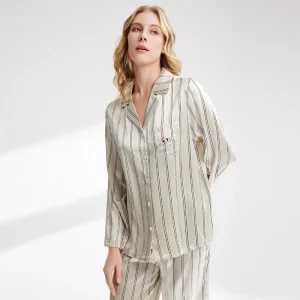 Couple's Long Sleeved Pants Silk Pajamas Set Women Comfortable 19m/m Lounge wear Trousers Stripe Casual Fashion Indoor Wear L - AliExpress Women's Sleep & Lounge