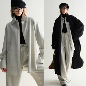 Mogas Wool Blend Floral Mix Shirt Coat Straight Leg Pants Women's Autumn Set Sparkling Simple Style Loose Fit Long Sleeve - AliExpress Shirts & Blouses