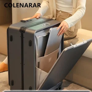 COLENARA 20"24"26 Inch Women's USB Charging Suitcase Front Opening Boarding Box Men's Multifunctional Trolley Case Luggage Bag - AliExpress Luggage