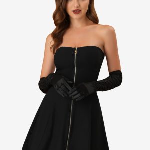 Zip Up Sexy Strapless Party Club Mini Bodycon Dress Black/M - Allegra K catalog