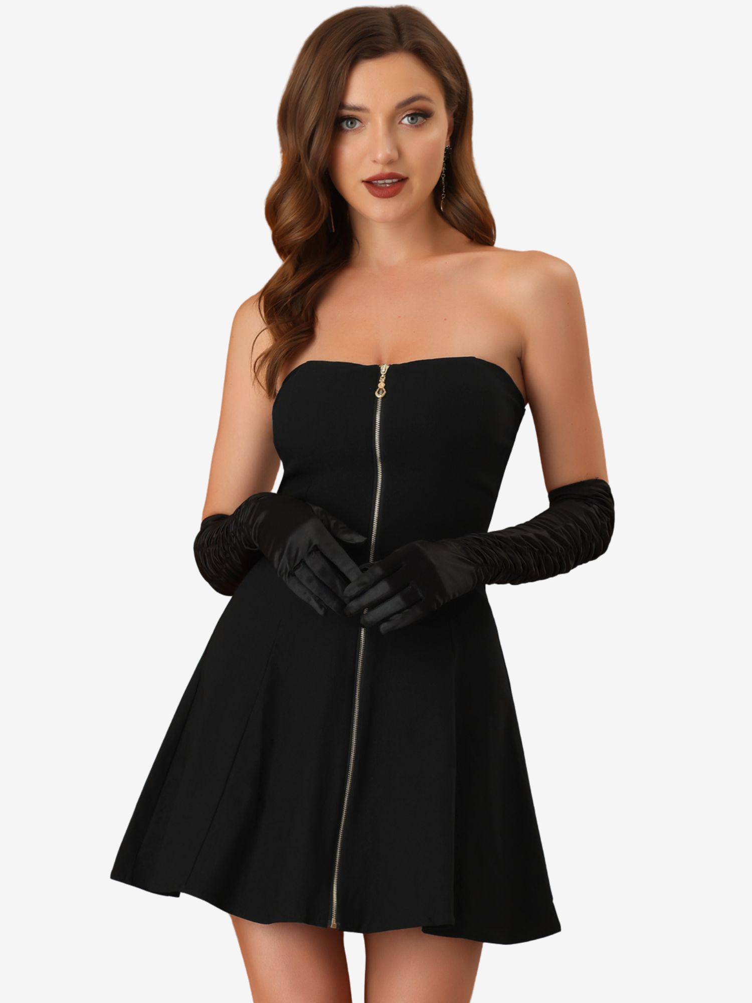 Zip Up Sexy Strapless Party Club Mini Bodycon Dress Black/L - Allegra K catalog