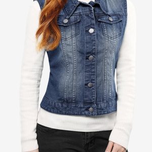 Buttoned Chest Flap Pocket Washed Denim Jacket Vest Dark Blue/L - Allegra K catalog