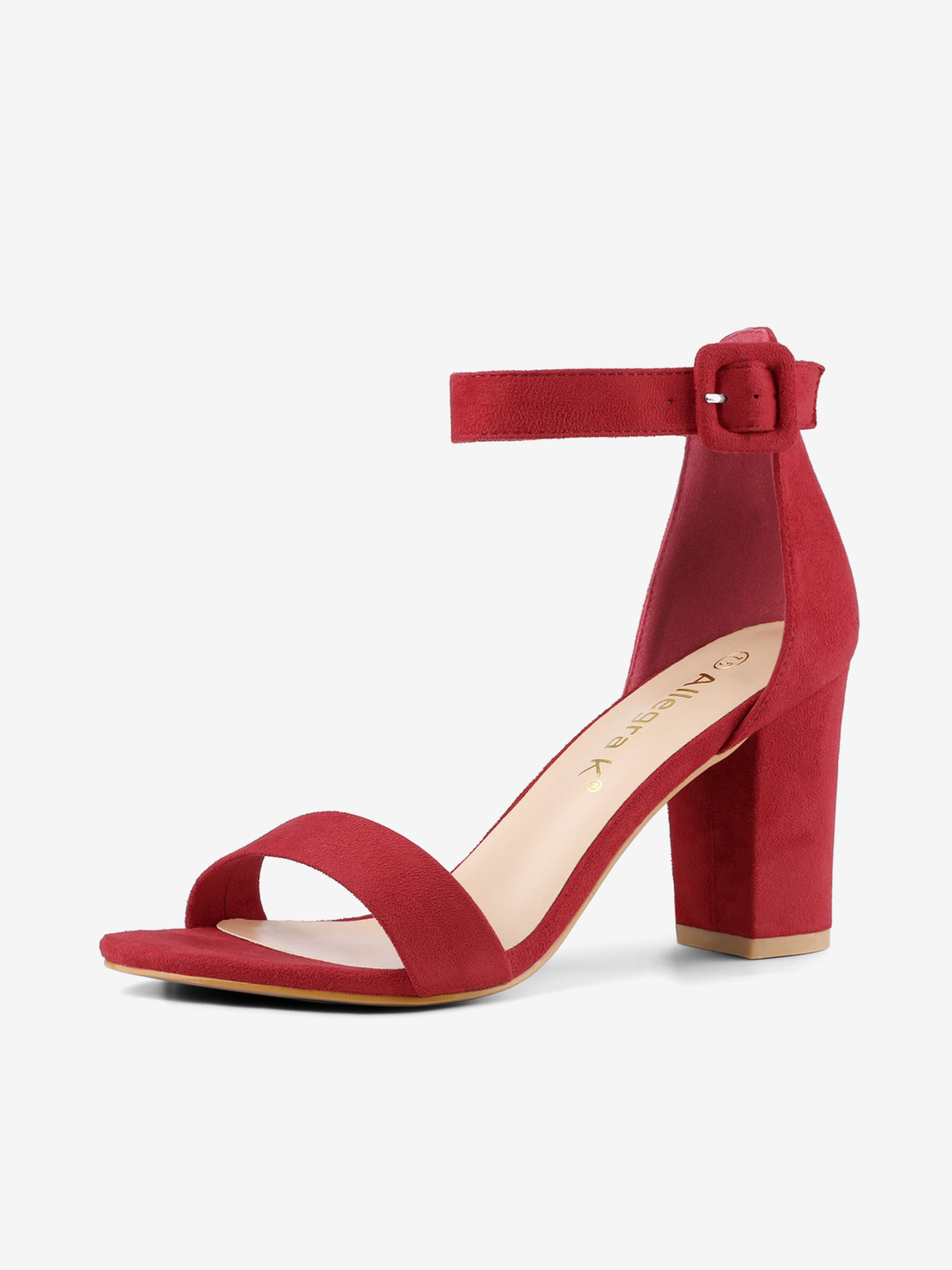Buckle Ankle Strap High Chunky Heel Sandals Red/9 - Allegra K catalog