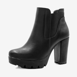 Chunky High Heel Platform Zipper Chelsea Boots Black/6 - Allegra K catalog
