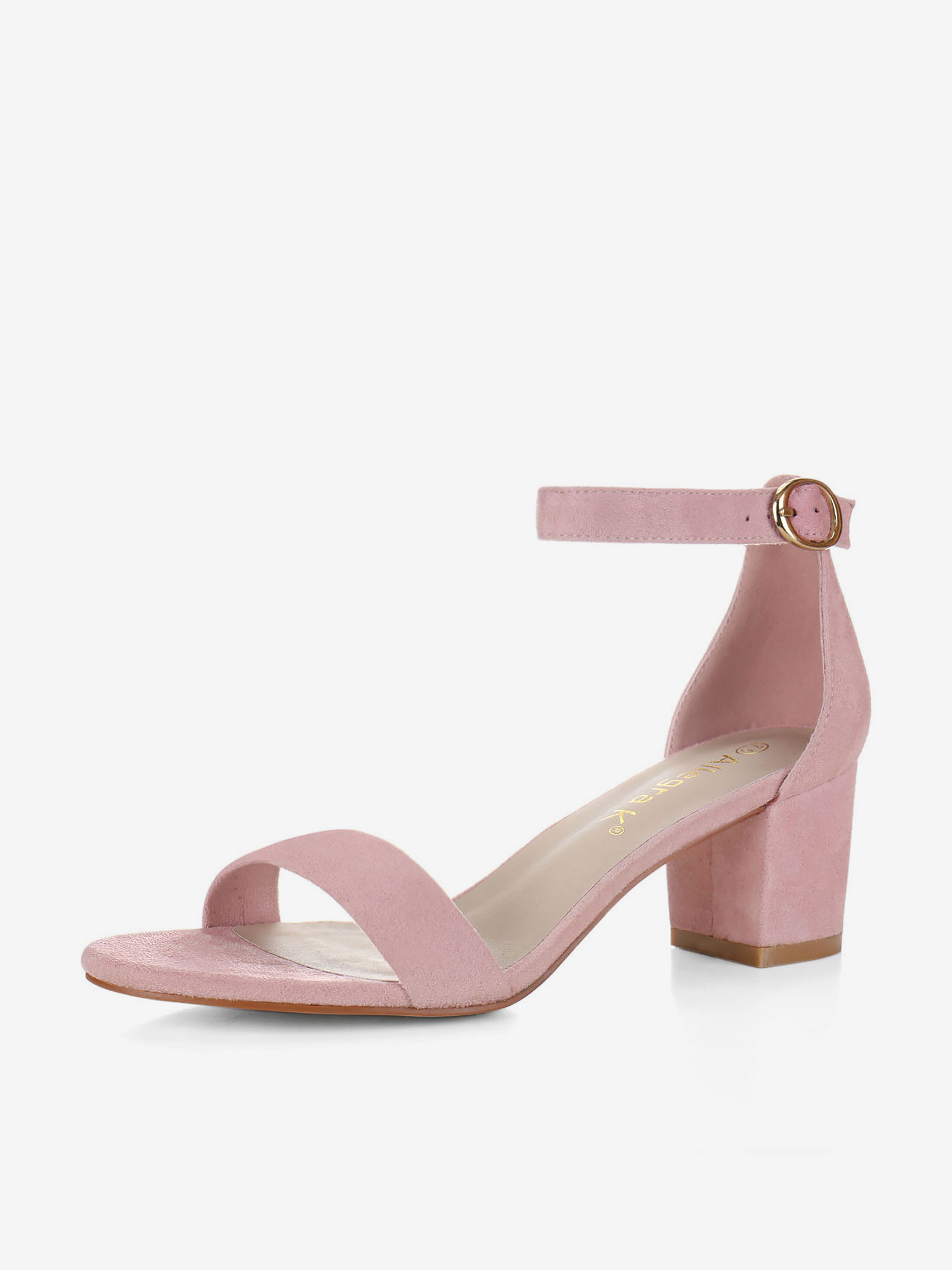Faux Suede Open Toe Mid Block Heel Ankle Strap Sandals Light Pink/6 - Allegra K catalog