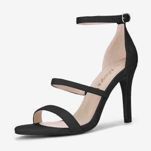 Open Toe Triple Straps Stiletto High Heel Sandals Black/8 - Allegra K catalog