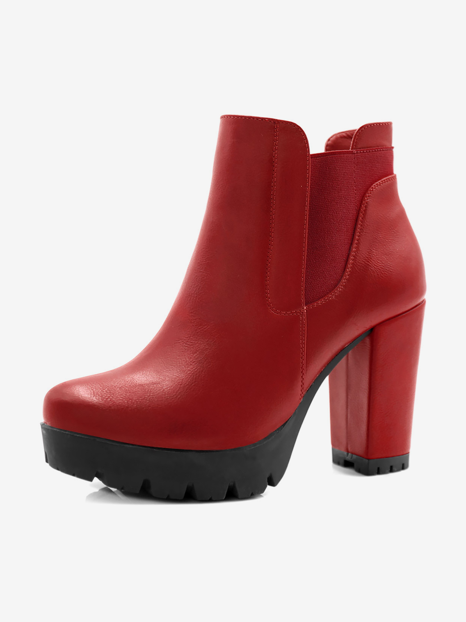 Chunky High Heel Platform Zipper Chelsea Boots Red/8.5 - Allegra K catalog