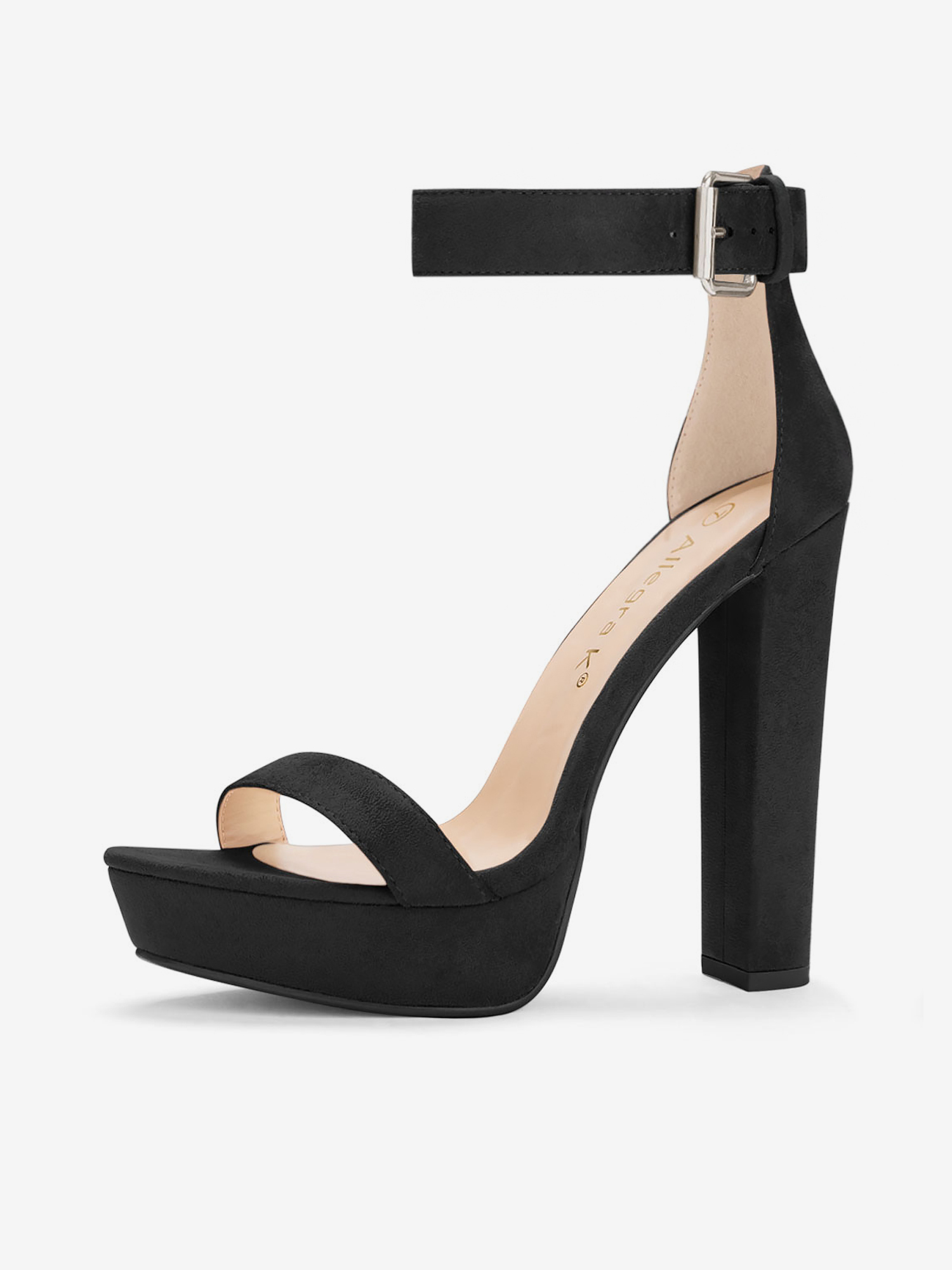 Faux Suede Platform Ankle Strap Chunky High Heel Sandals Black/9 - Allegra K catalog