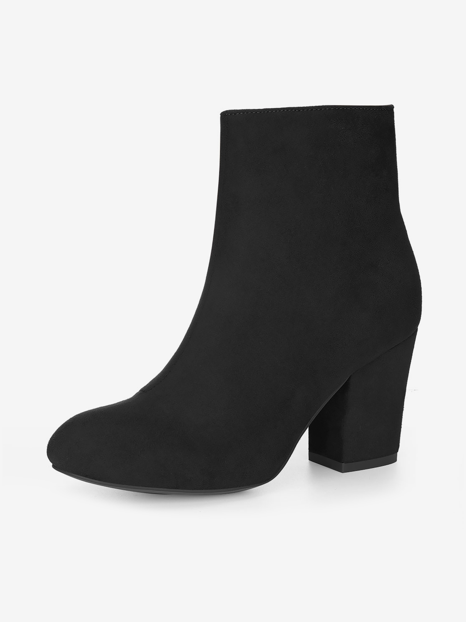 Faux Suede Round Toe Block Heel Zipper Ankle Boots Black/5.5 - Allegra K catalog