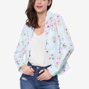 Open Front Notch Lapel Floral Business Casual Suit Blazer Blue-Floral/S - Allegra K catalog