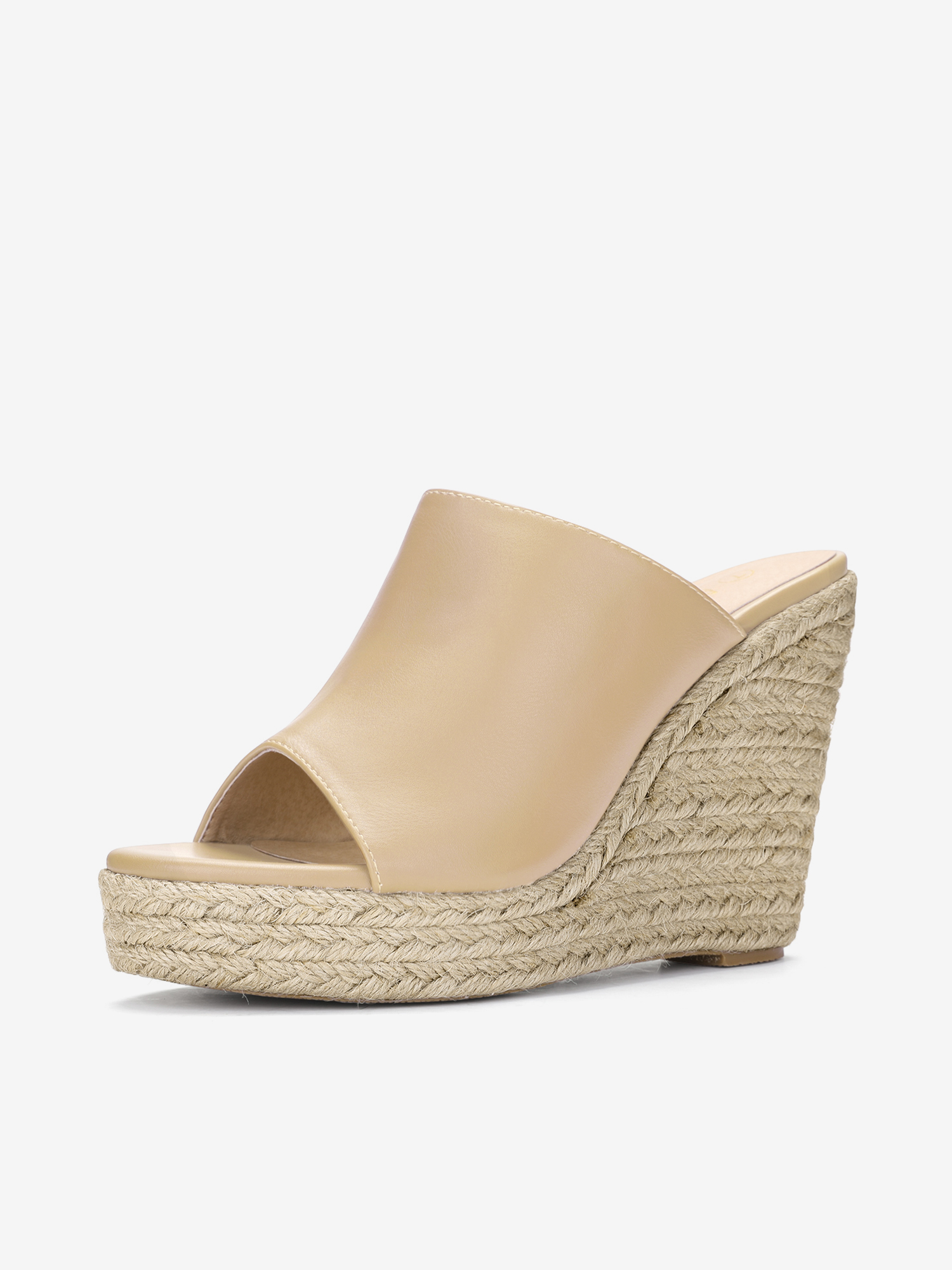 PU Leather Open Toe Espadrille Wedge Platform Mules Beige/7 - Allegra K catalog