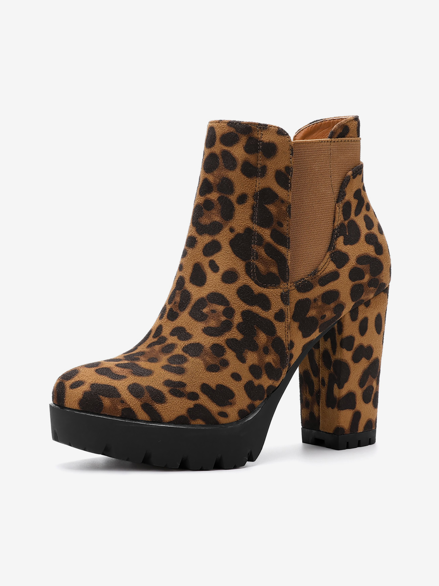 Chunky High Heel Platform Zipper Chelsea Boots Leopard/9.5 - Allegra K catalog