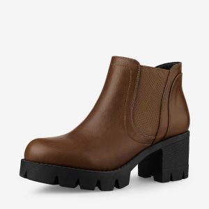 Lug Sole Chunky Heel Chelsea Ankle Boots Brown/8.5 - Allegra K catalog