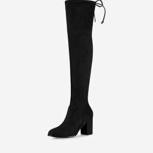Round Toe Chunky Heel Over the Knee High Boots Black/8 - Allegra K catalog